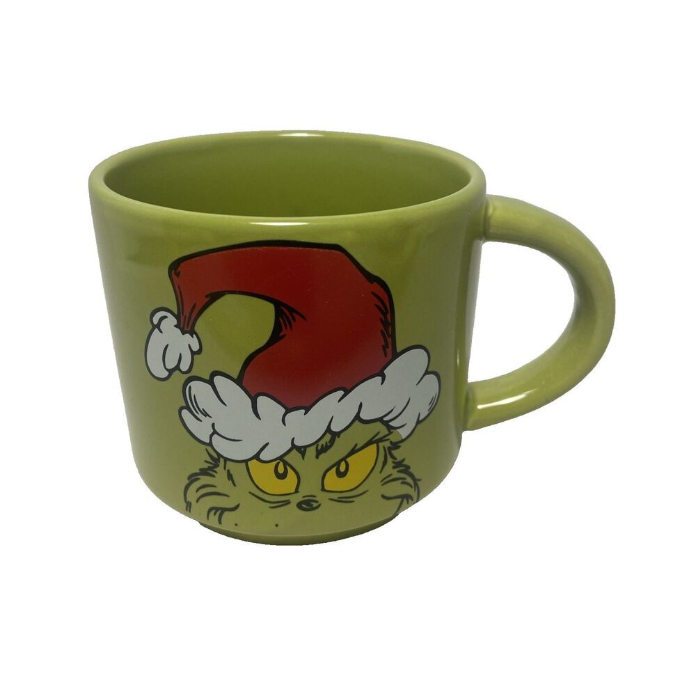 THE GRINCH Ceramic Coffee Mug Dr. Seuss Enterprises 10 oz Lime Green Half Face